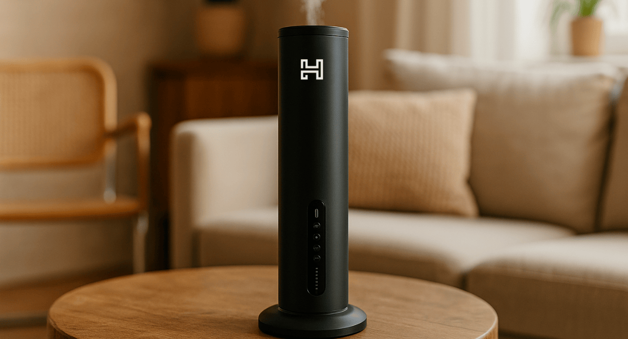 Lumo draadloze diffuser in het zwart voor aroma oliën